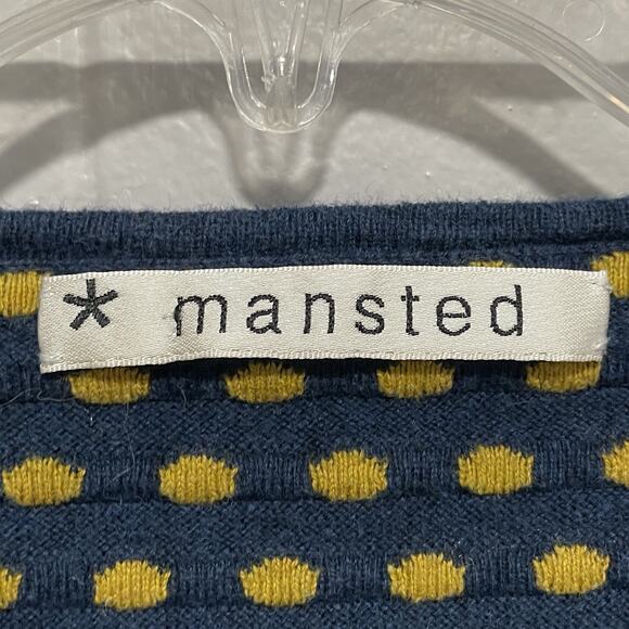 Twee Mansted Womens Textured Knit Cardigan Sweater Size Medium Blue Polka Dots - Picture 2 of 8